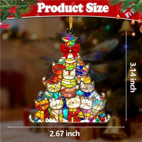 Cat Christmas Ornaments Gift for Cat Lovers & Home Decor Holiday Cat Decor (1pc) - Picture 3 of 7